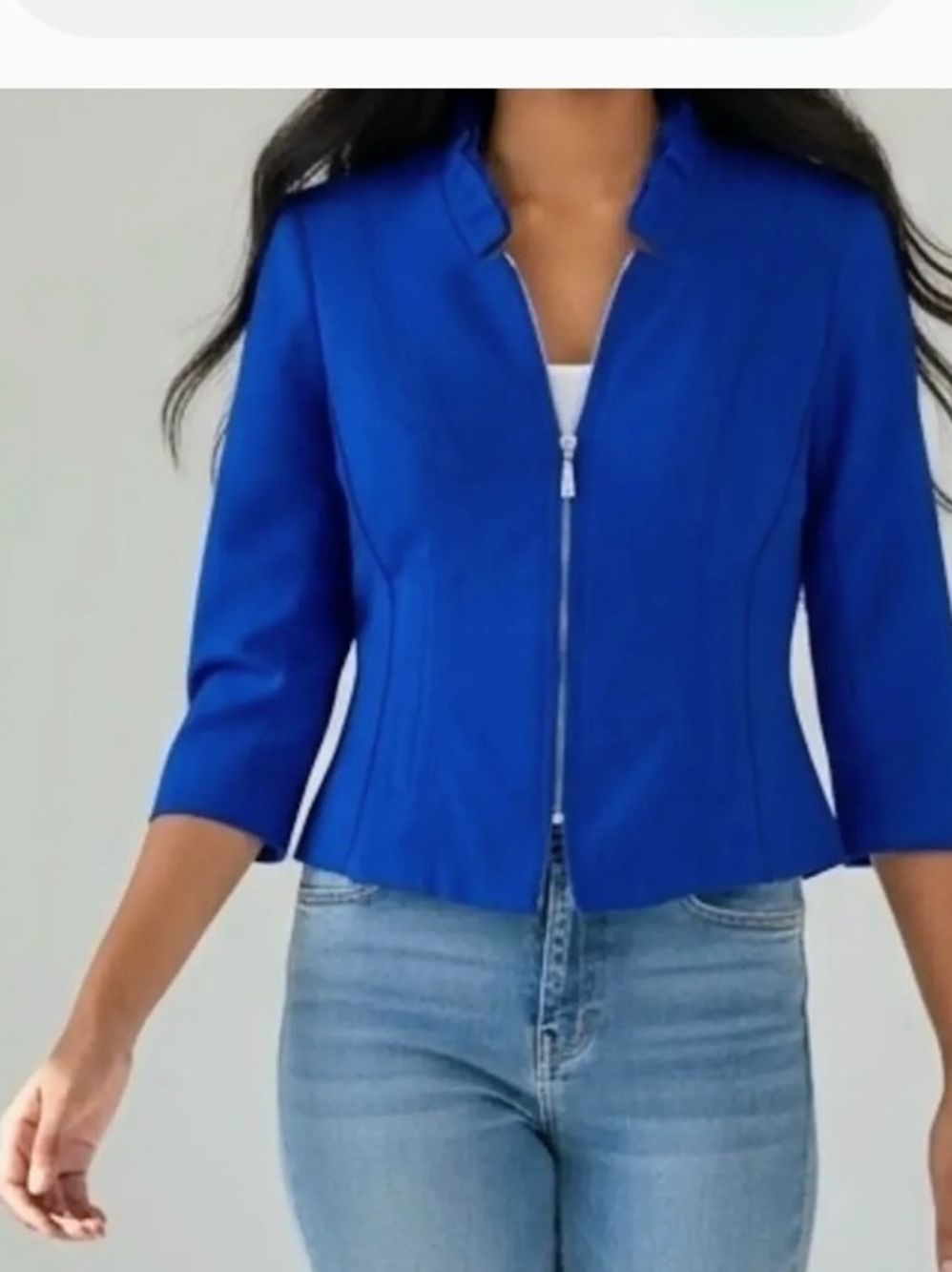 Black House White Market Colbalt Blue Cropped Moto Blazer